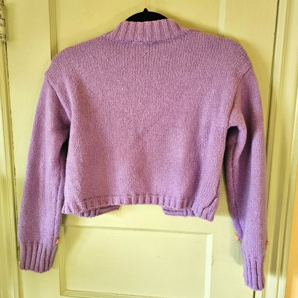 Two piece knitwear crop top and crop sweater lilac purple floral coord set - Picture 11 of 13